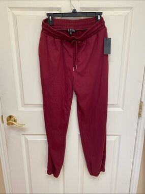 Women's Burgundy Drawstring Joggers - Casual Track Pants